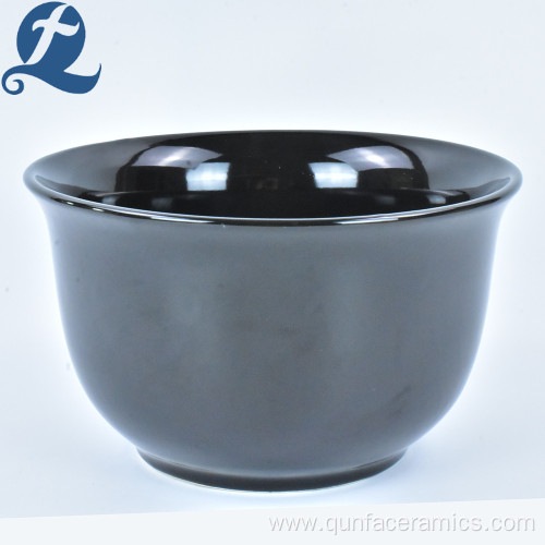 Custom Personalized Stoneware Ceramic Black Soup Bowl Set